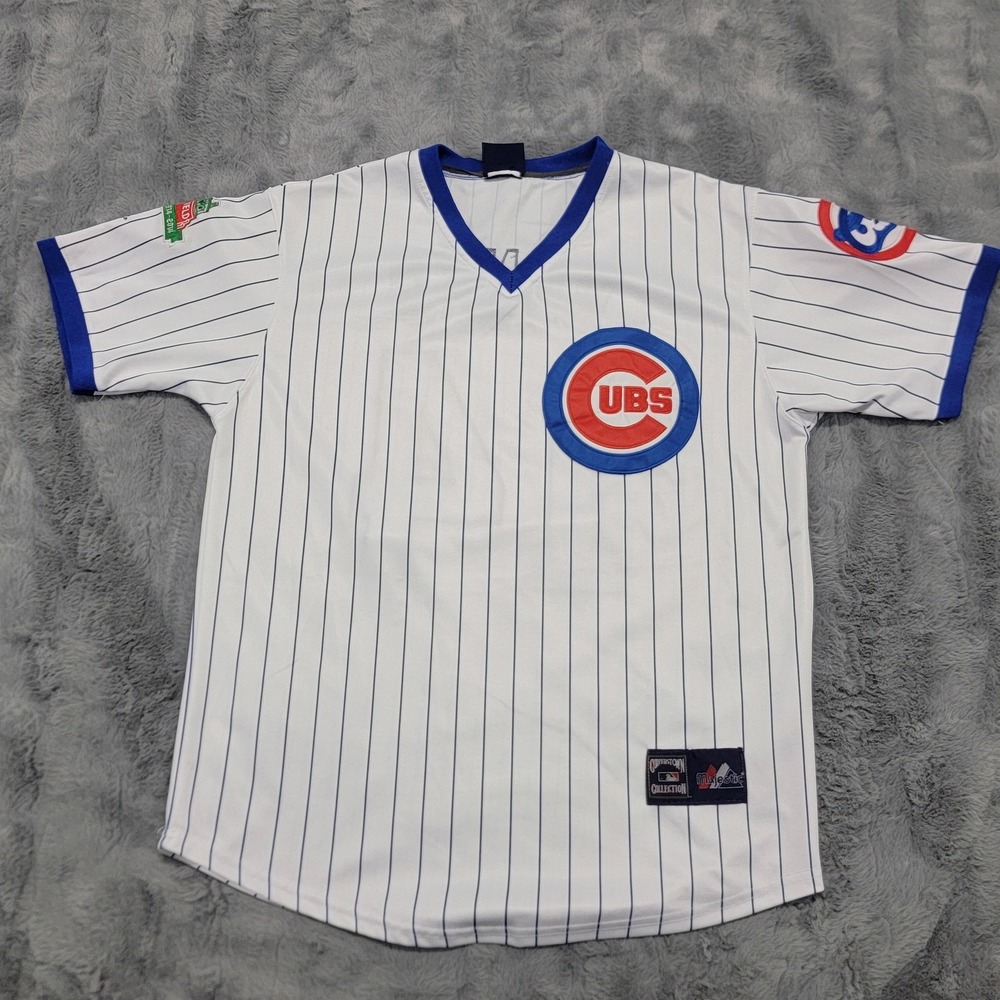Chicago Cubs Ernie Banks Jersey Mens XL White MLB Majestic #14 Wrigley‎ 100th